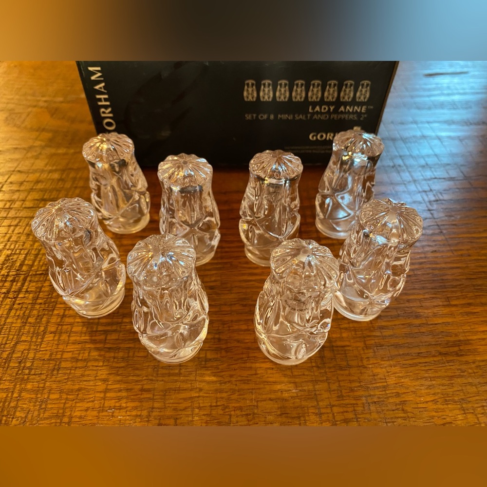 Gorham Lady Anne Set Of 8 Mini Crystal Salt And Pepper, 2.25" Tall